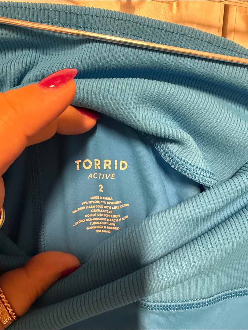 torrid Active Ribbed Waist Sky Blue Bike Shorts - Picture 2 of 5